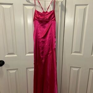 Oh Polly Pink Satin Maxi Dress